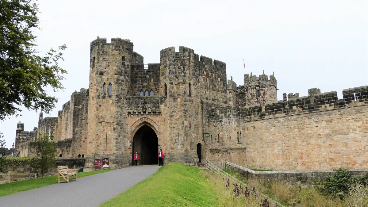 Alnwick Castle in Northumberland, England; illustrative stock photograph, not an image from HBO's Harry Potter series