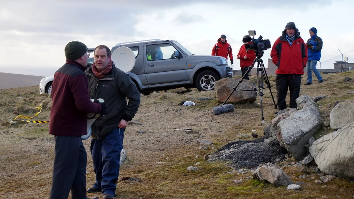 A film crew working on location on Saxa Vord in Shetland; illustrative stock photograph, not Hello Sunshine staff or productions