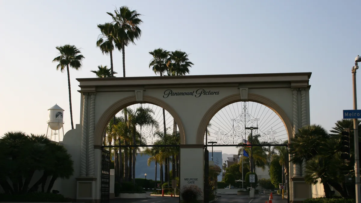 The Melrose Gate entrance to Paramount Pictures Studios in Hollywood; illustrative file photograph, not a portrait of Damla Dogan